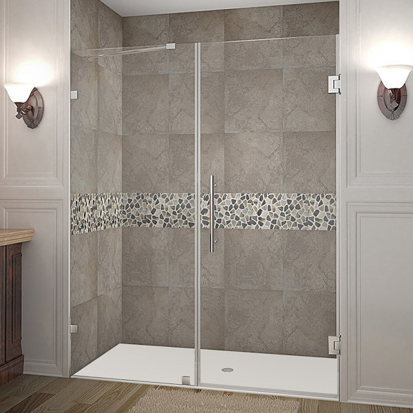 Aston Nautis 60" x 72" Hinged Completely Frameless Shower Door Wayfair